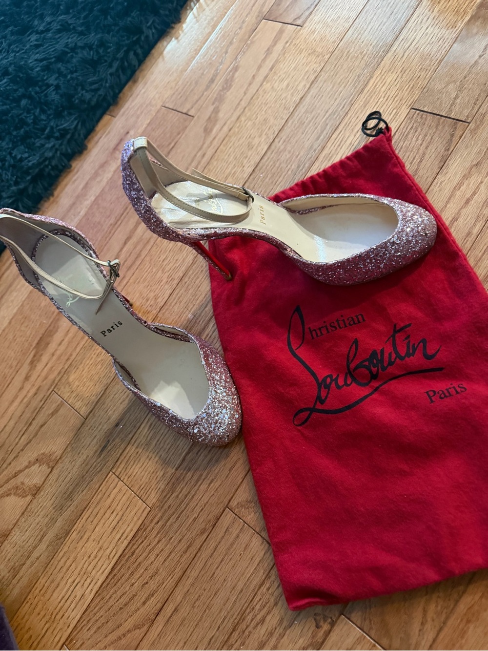 Christian Louboutin Glitter D'Orsay Ankle-Strap Pumps - Pink